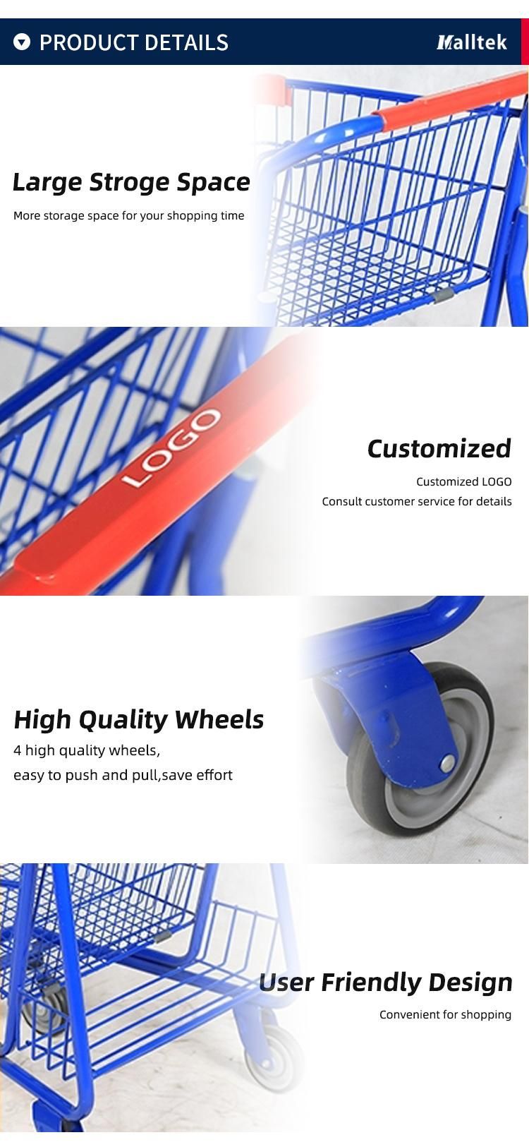 Supermarket Chain Convenience Store Double Deck Shopping Trolley Cart