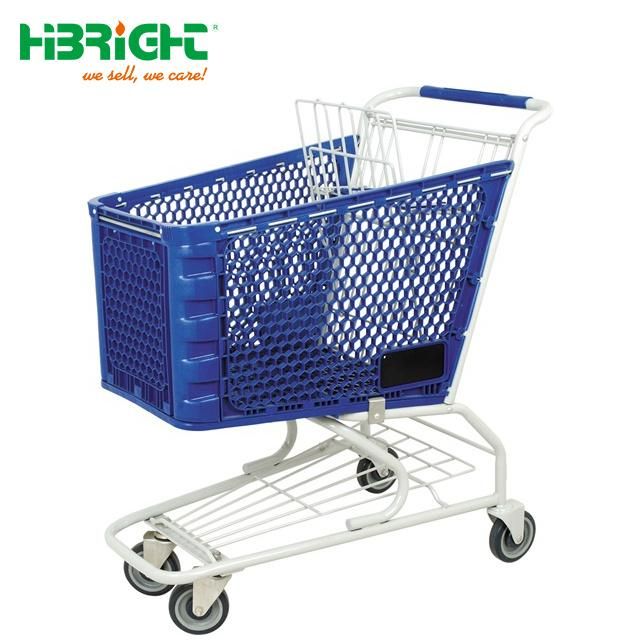 Plastic Supermarket Plastic Metal Shopping Trolley Cart