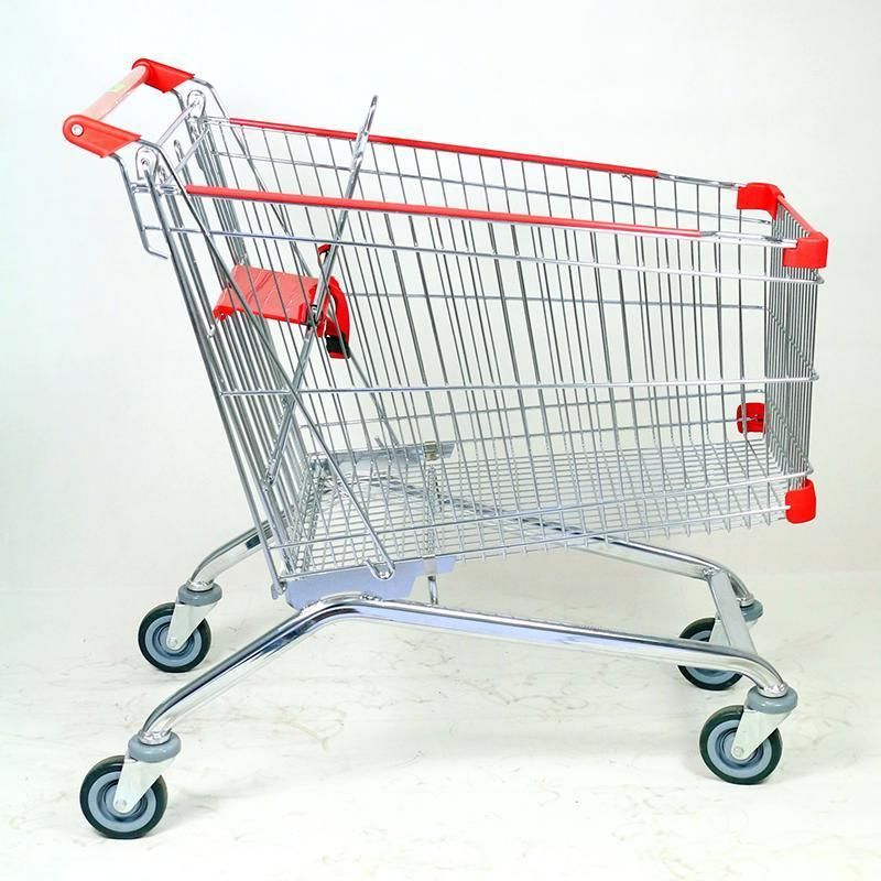 High Capacity Manufacturer Hot Sale Rolling Metal Shopping Trolley Cart for Supermarket