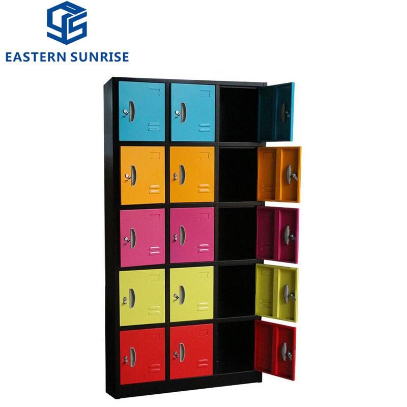 Steel Office Furniture Labor Cupboard Colorful 15 Door Metal Lockers