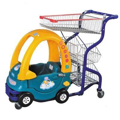High Quality Supermarket Children Trolley Plastic Shopping Cart with Basket