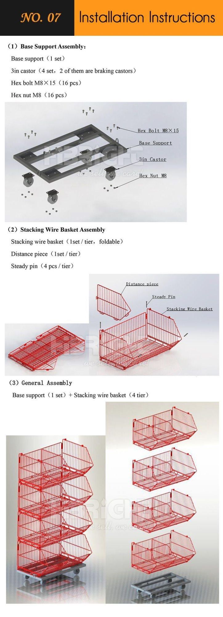 Wire Stackable Basket Promotion Display Stand