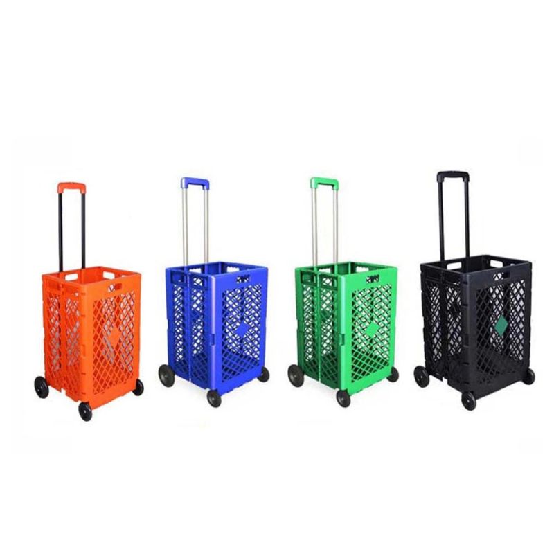 Wholesale Collapsible Plastic Mesh Crate Trolley Foldable Shopping Trolley