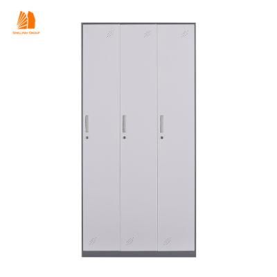 Grey Color Steel Locker Almirah Wardrobe 3 Door