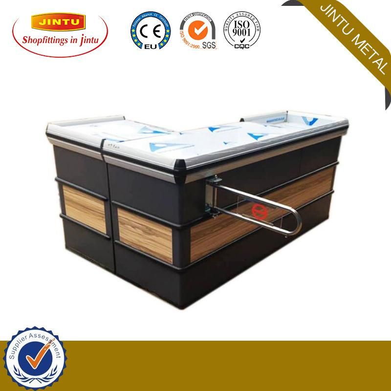 Supermarket Check out Counter, Cash Counter, with Plastic Bumper, Aluminum Alloy Bumper