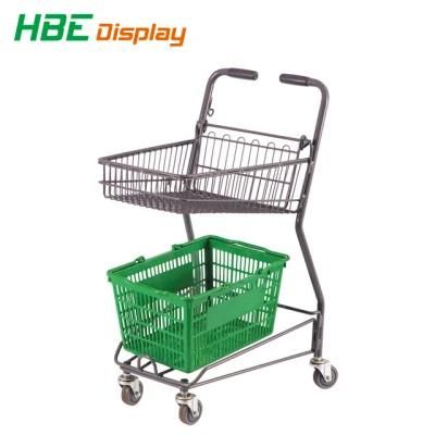 Japanese Style Convenience Store 2-Tier Double Basket Shopping Cart