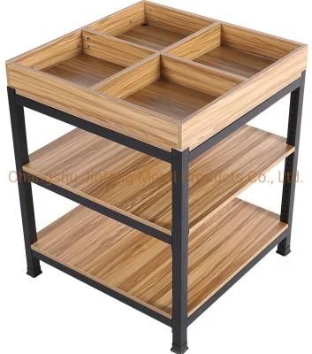 Supermarket Milk Steel-Wood Display Stand Convenience Store Beverage Promotional Table