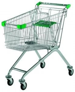 4 Wheels Steel Chrome Galvanized Supermarket Shopping Trolley 964