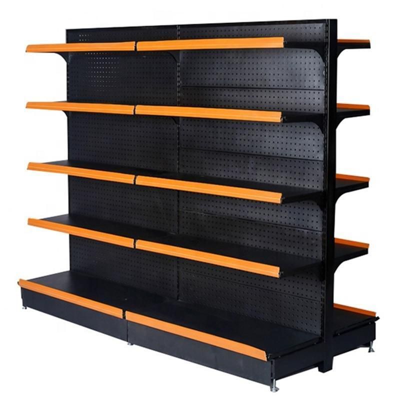Cold-Rolled Metal Supermarket Shelf Display Racks Advertising Gondola for Shop