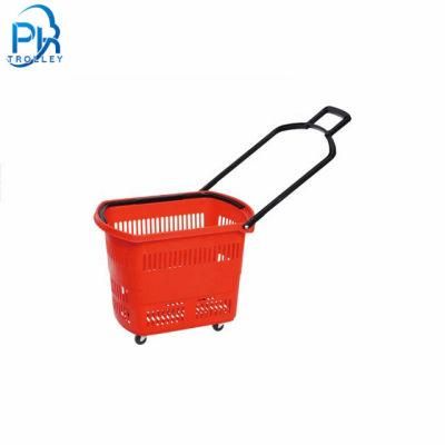 Supermarket Commercial Plastic Rolling Shopping Basket