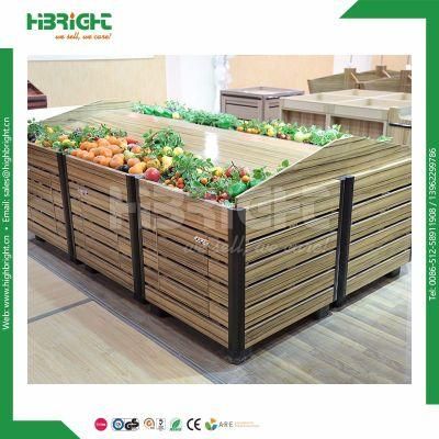2020 New Fashionable Qualified Supermarket Fruit and Vegetable Wooden Display Rack