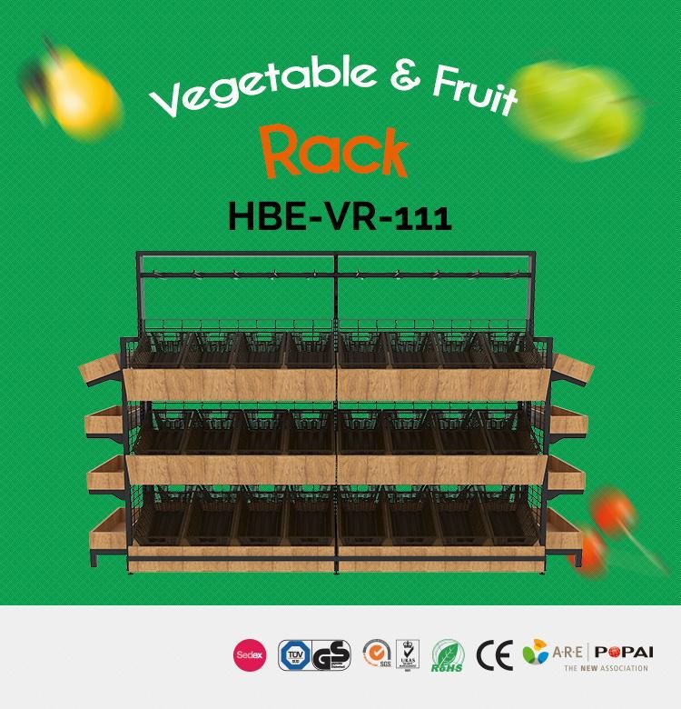 Supermarket Wooden Vegetable Display Rack