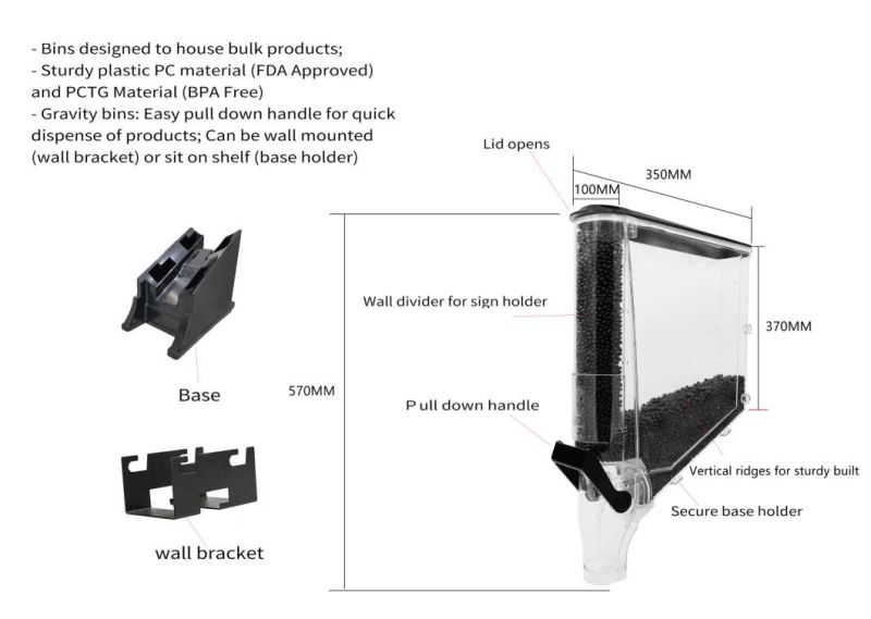 Ecobox Food Grade Bulk Food Display Gravity Dispensers for Retail Shop