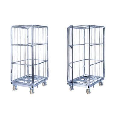 Supermarket Grocery Shopping Carts Folding Roll Container with Door