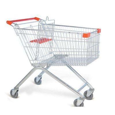 Wheels Shopping Cart Trolley Plastic Basket Metal Mesh Shopping Trolley