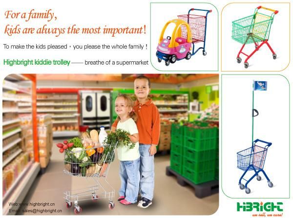 Metal Children Push Cart Supermarket Kids Shopping Trolley