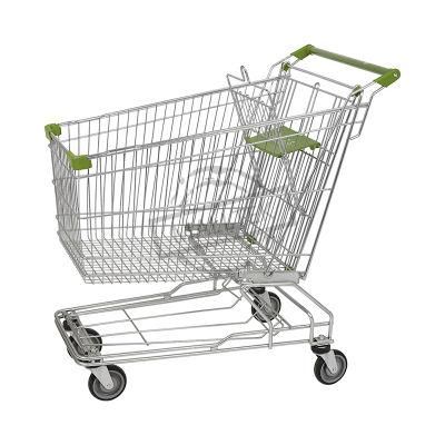 Factory Price Supply 180L Metal Supermarket Trolley with Coin System