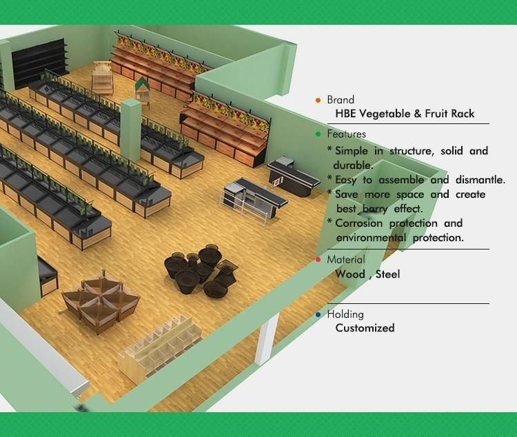 Hot Sell Supermarket Foldable Fruit and Vegetable Display Shelves