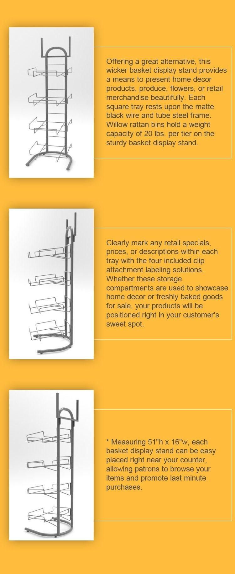Big Capacity Metal Wire Display Rack Metal Stand with Basket for Bread