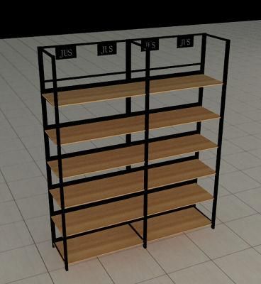 Supermarket Single Side Wood and Steel Display Shelf