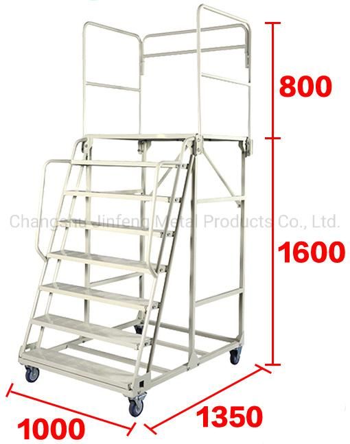 Warehouse Step Ladder Movable Platform Step Ladder Cart