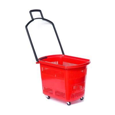 Hot Large Capacity Supermarket plastic Shopping Basket Trolley Plastic Carts