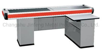 Supermarket Equipment Metal Cashier Counter with Conveyor Belt