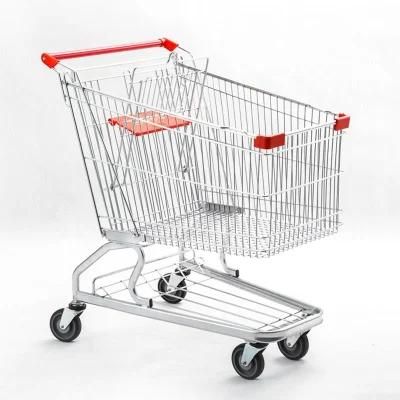 Wholesale Supermarket Metal Shopping Trolley Cart with Four Wheels