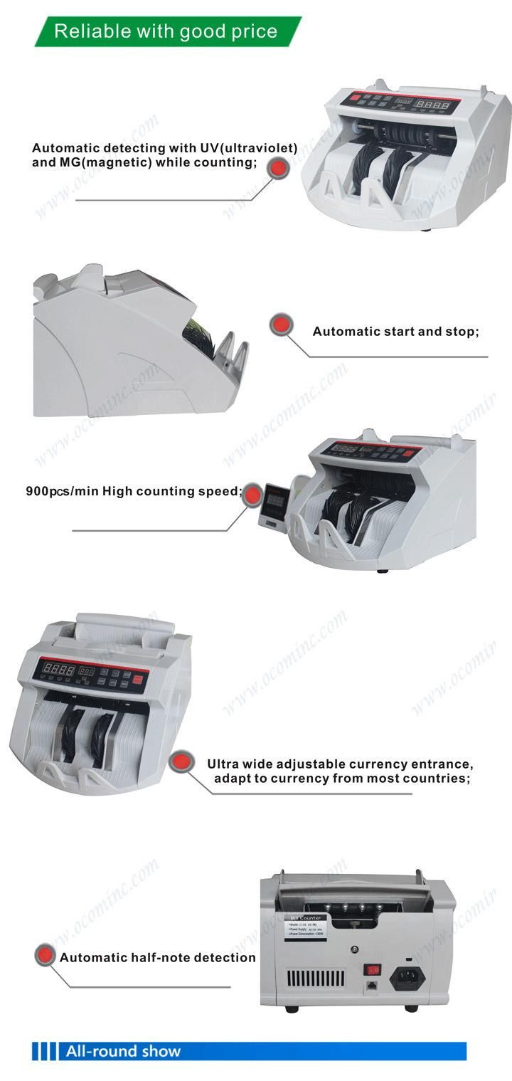 UV and Mg Banknote Cash Currency Bill Counter Machine