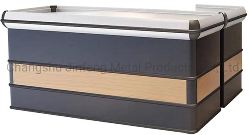 Supermarket Design Cash Register Table/Retail Metal and Wodden Checkout Counter/Money Counter