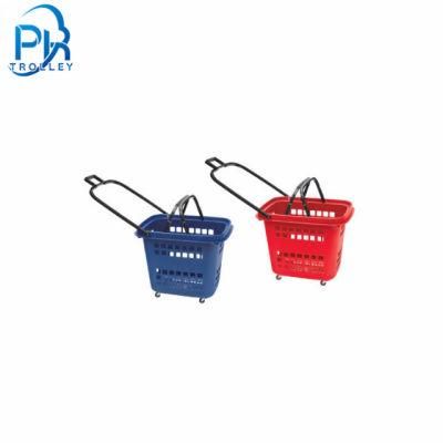 Cheap Wholesale Handle Rolling Shopping Baskets with Wheels