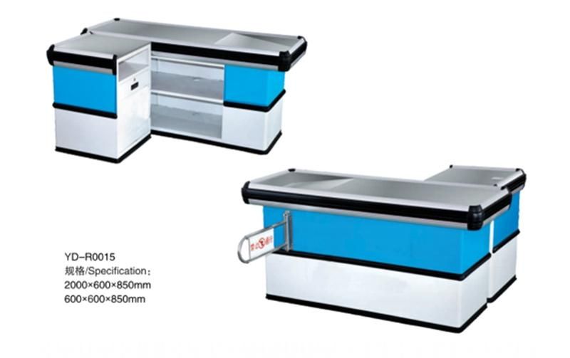 Fashionable Store Supermarket Stainless Steel Retail Design Cashier Counter