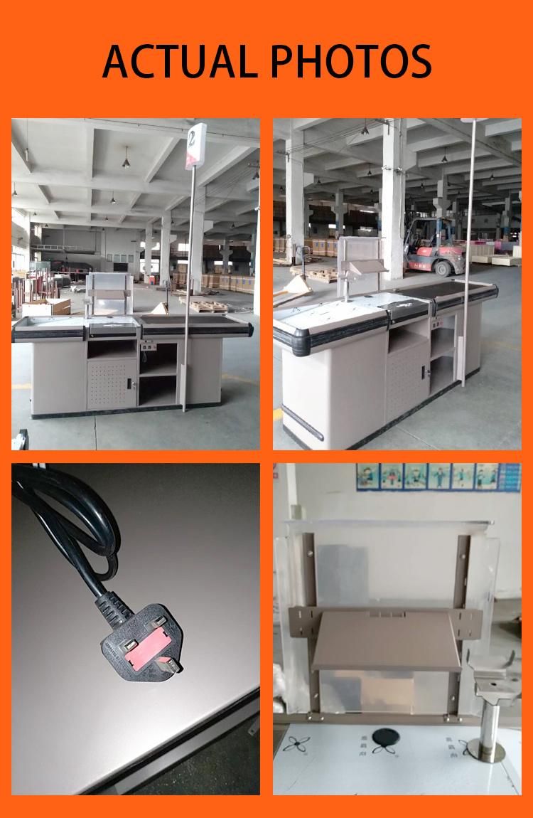 Supermarket Round Base Wood Checkout Counter