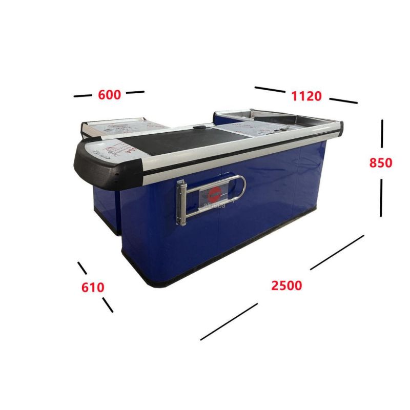 Custom Supermarket Retail Store Checkout Cashier Counter with Conveyor Belt