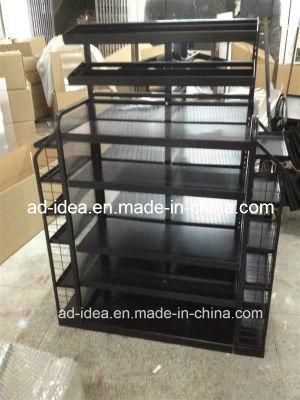 Wall Mounted Slatwall Double Metal Display Shelves/Metal Exhibition Stand