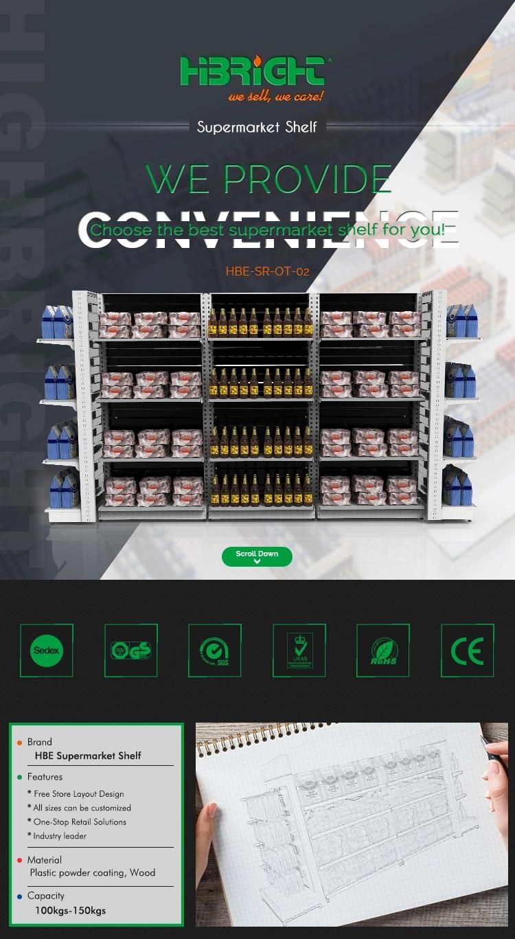 Cheap High Load Capacity Durable 4shelf Food Convenience Store Shelf