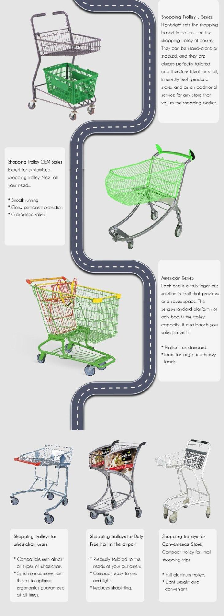 4 Wheel Metal Supermarket Shopping Trolley for Sale