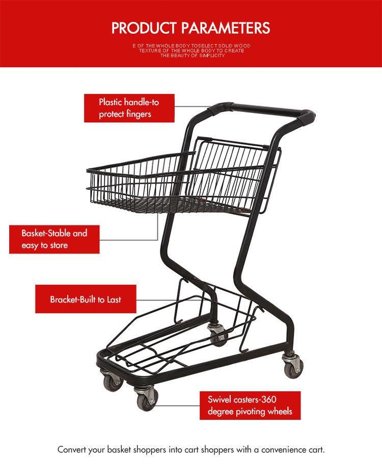 2 Tier Supermarket Shopping Trolley with Double Baskets