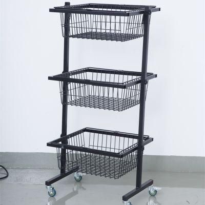 Metal Mesh Basket Shelf Bakery Removable Tiered Bread Wire Display Rack