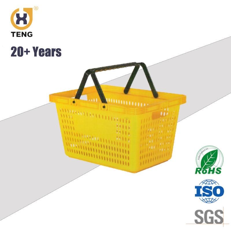 28L Double Handle Supermarket Plastic Shopping Basket