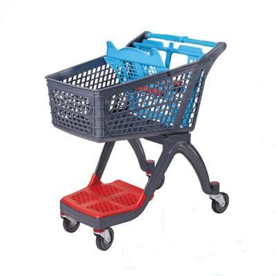 120L Supermarket Plastic Shopping Wheeled Trolley Cart