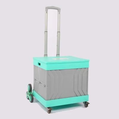 China Factory Multi Purpose Plastic Trolleys Folding Shopping Hand Cart Storage Box