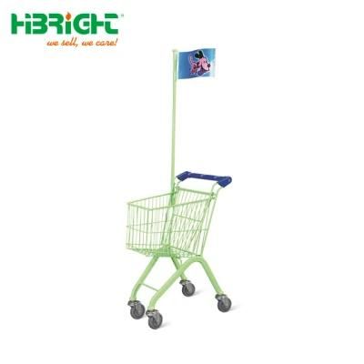 Multi Color Mini Kids Shopping Cart for Supermarket with Plastic Flag