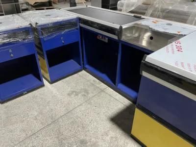Supermarket Electric Checkout Counter Table with Conveyor Belt Electric Counter