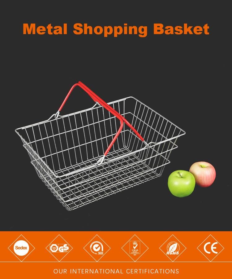 New Designed Good Quality Metal Handle Plastic Retail Store Hypmarket Shopping Basket
