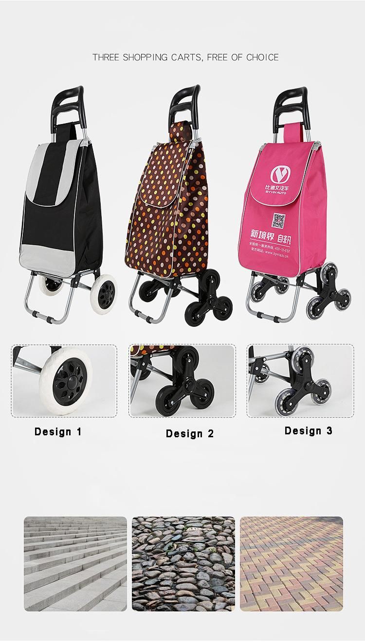 Promotional Collapsible Portable Luggage Useful Vegetable Folding Shopping Trolley Bag with Wheels
