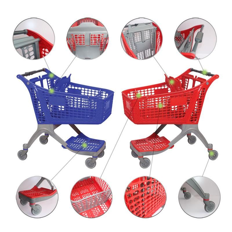 175L Wholesale New Supermarket Plastic Material Shopping Cart Prices