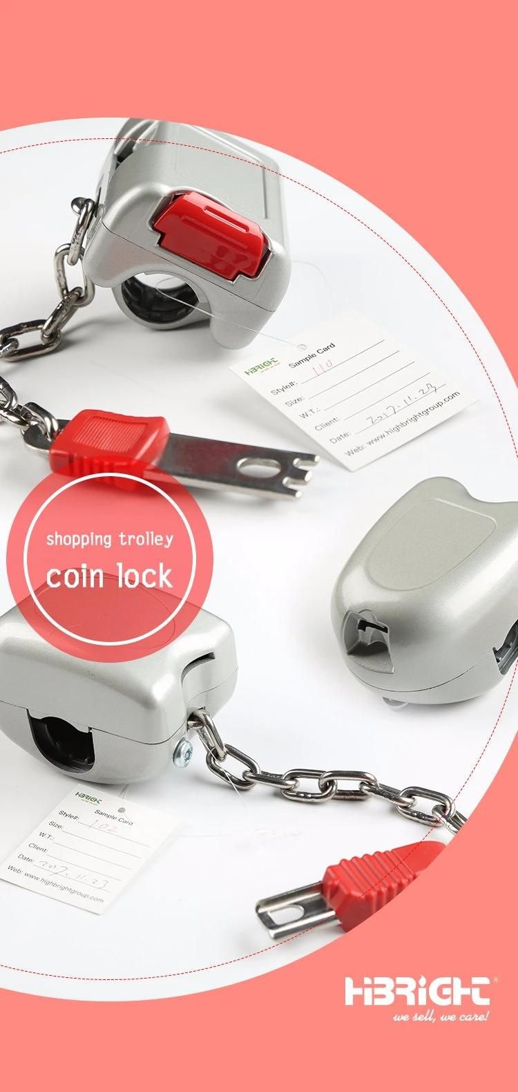 Supermarket Cart Shopping Trolley Zinc Alloy Coin Lock for Shop