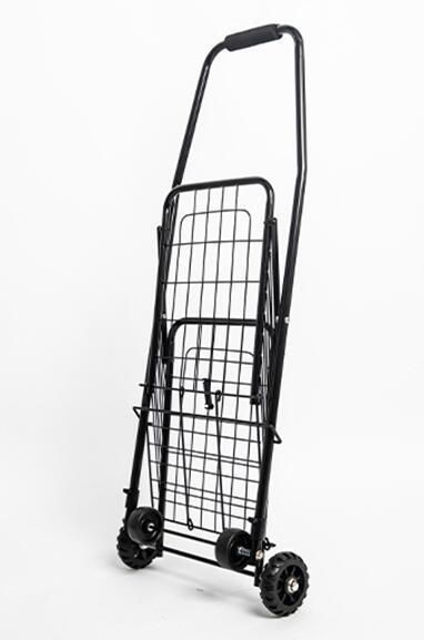 China Wholesale Metal Foldable Rolling Shopping Trolley Wheeled Grocery Cart