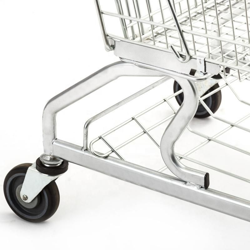 Volume 60-240L Supermarket Metal Shopping Trolley Cart with 4 Wheels
